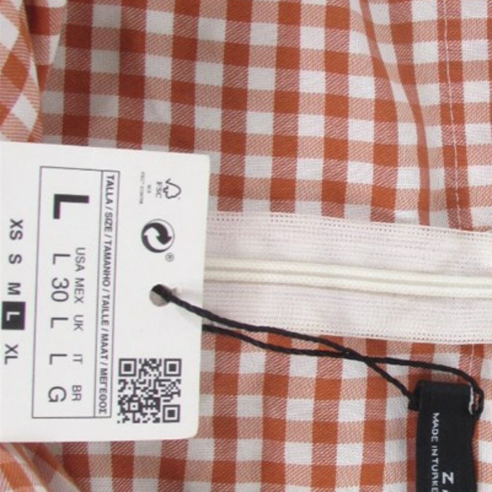 ZARA CHECKERED DRESS WITH KNOT DETAIL V NECK SIZE L NEW WITH TAGS - Picture 10 of 10
